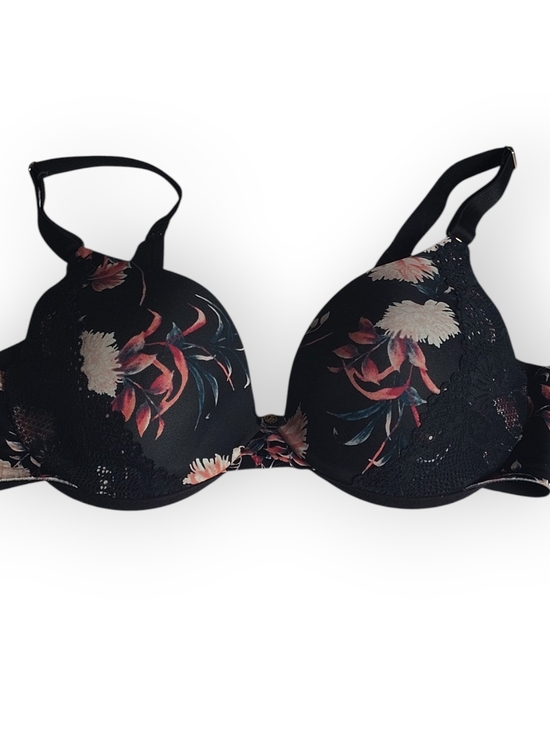 La Vie En Rose Other - La Vie En Rose Black Floral Push-Up Bra with Pink & Cream Accents